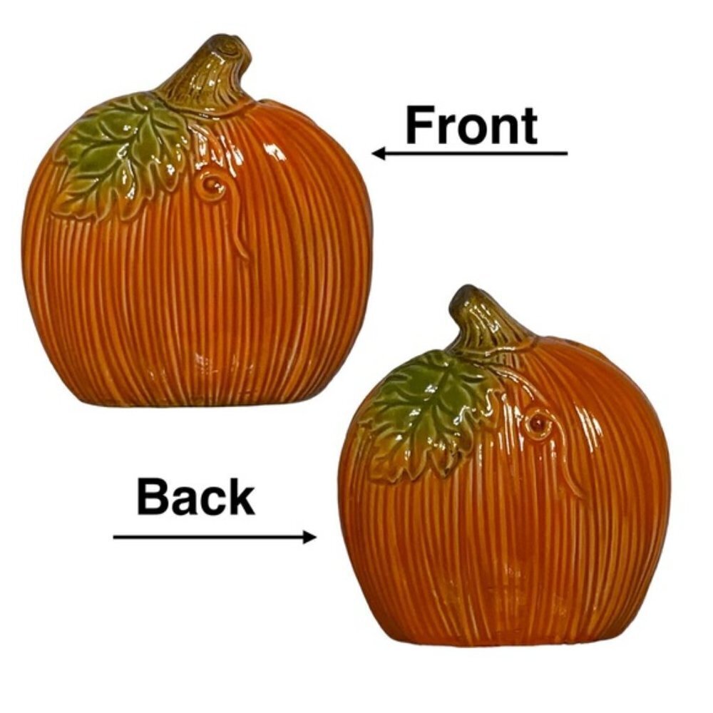 Pumpkin Napkin Holder Hand Painted Glazed Ceramic Seasonal Functional Art - Picture 3 of 12